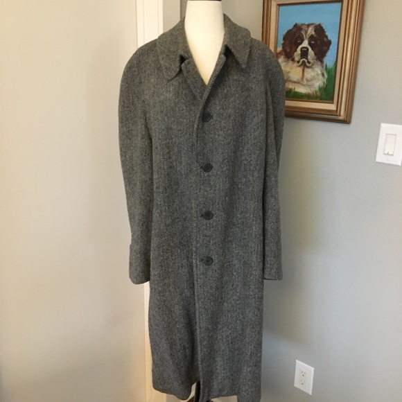 BURBERRY VINTAGE WOOL FULL LENGTH TWEED COAT